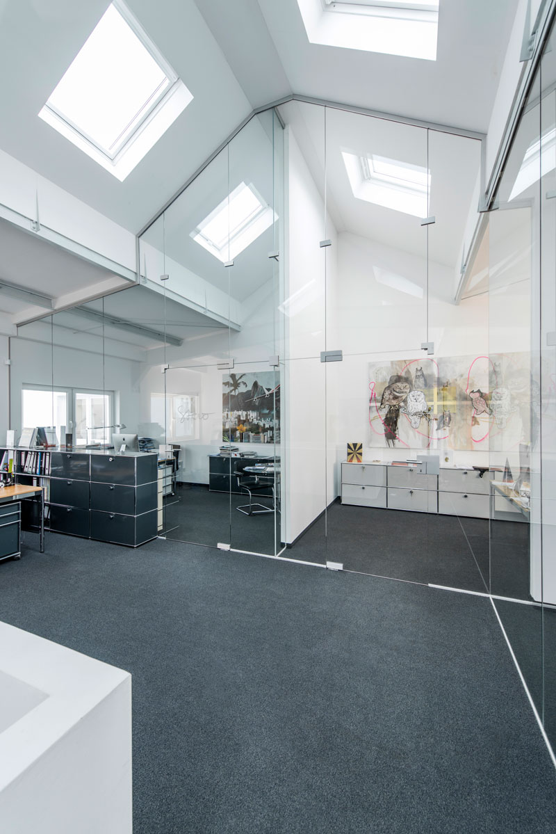 Arbeitszimmer Glaswand